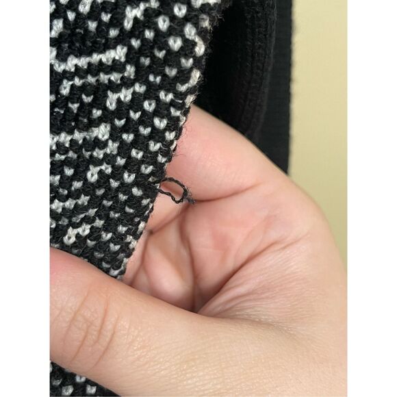 Talbots Pure Italian Merino Wool Zip Sweater Black White Petite Large - Picture 13 of 14